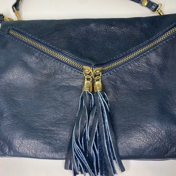 Vera Pelle Genuine Leather made in Italy royal blue envelope crossbody purse - Picture 7 of 10